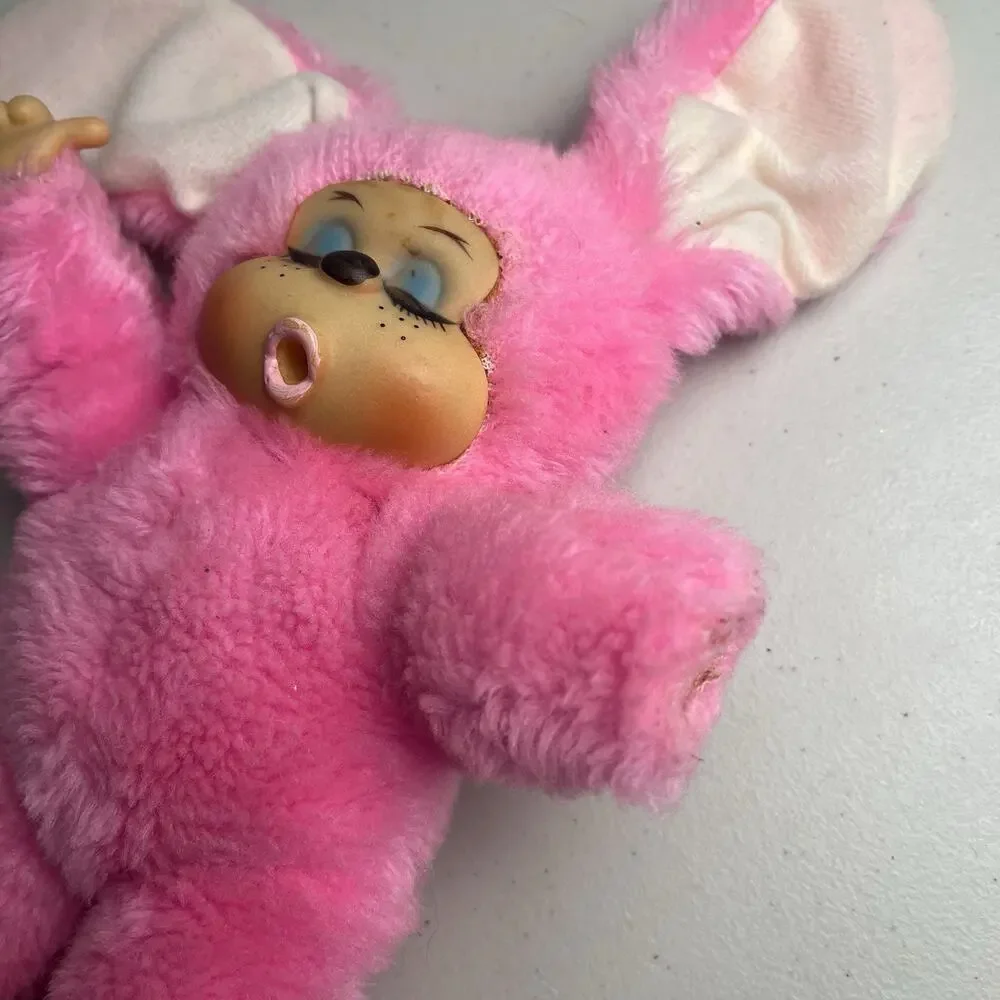 Vintage 1977 Russ Berrie Bon Bon Pink Thumb Sucker Plush Stuffed Animal 12
